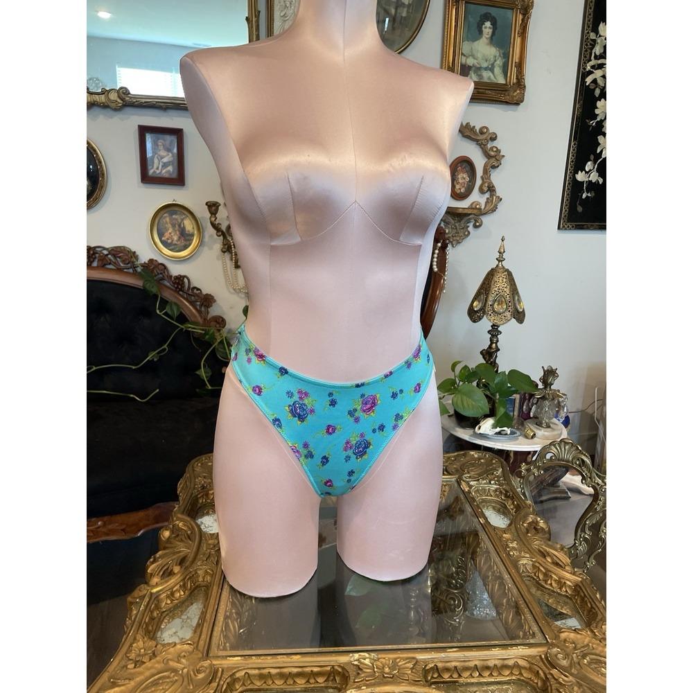 Vintage Victoria's Secret strappy satin floral bow thong panties size m